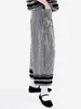 여성용 바지 Capris Imagokoni 원래 디자인 흑백 고체 줄무늬 여자 바지 탄성 허리 포켓 넓은 다리 바지 234188 Y240509