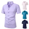 Herrklänningskjortor Spring Mens Social Shirt Slim Business Dress Shirts Male Long Sleeve Casual Formal Elegant Shirt Bluses Tops Manbrand Clothe D240427