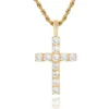 men's lady cross necklace Pendants Cuban chain top Solid large cross pendant with micro-set zircon personality trendy men's h 260k