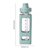 Water Bottles Large Capacity Square Bottle With Lovely Sticker And Straw - Heat Resistant Leakproof