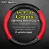 Couvoirs de volant pour lada Granta Couverture de voiture en cuir authentique Fibre de carbone Fibre Man Man Summer Winter