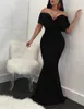 Party Dresses Mermaid Trumpet Elegant Evening Gown Maxi Dress Formal Floor Length Short Sleeve Off Shoulder Stretch Fabric With Ruched 2024