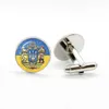 Couchettes Tryzub Ukrainian Mens Logo Cuffers de manchette Ukrainian Flag Glass Dome Cabo Hole Metal Couffe Links