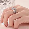 Anillos de banda Newshe Retro Retro Women Wedding Ring Solid 925 Sterlsilver 4CT Princess Cut 5A Cubic Zircon 2pcs Juego de novia Exquisito Joyería J240508