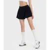 Ll-201 Mesh Side Pleat Skirts Yoga Short Women's Tennis Leisure Sports Fitness High Waist Pleated Skirt Pants