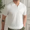 British Mens T-shirt rayé jacquard décontracté mince zippel polo t-shirt t-shirt polo camisa hombre mannen polo 4colours 240508