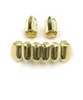 Hip Hop Gold Plated Usta Grillz Zestaw 2PCS Pojedynczy górny 6 zębów Grill Zestaw Whole286H8862097