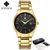 Wwoor Luxury Watch Men Business Sports Mens Quartz orologi da polso oro in acciaio inossidabile Data automatica Automatico Relogio Masculino X0625 298M