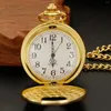 Pocket Watches Vintage Charme Luxus Gold Mode Römische Zahl Quarz Steampunk Uhr Women Mann Halskette Anhänger mit Kette Unisex Geschenke