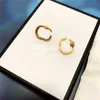 Retro Double Letter Earrings Studs Designer Gold Earrings Women Ear Studs Jewelry