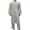 Roupas étnicas Jalabiyat Ramadan mens 2024 Paquistão Conjunto de duas peças CAFTAN ABAYA ABAYA para homens vestidos sauditas conjuntos muçulmanos dubai