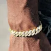 Банглут хип -хоп мужской мужчина с двойным гребным бриллиантом мощено кубинское звеное браслет серебряной цепь ледяной цепи кубинские браслет штук J240508