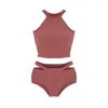 Kobiety w stylu kobiet w stylu Kobiety Summer Dwa komputery bikini set seksowne backless moda damskie eleganckie stałe stroje kąpielowe