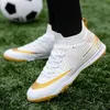 Złote mężczyźni buty piłki nożnej dorosłe dzieci trening buty piłkarskie na zewnątrz trawiaste gniazda piłki nożne