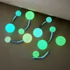 0TSG Navel Rings 6PCS Glow in The Dark Belly Rings Surgical Steel Belly Button Rings for Women Girls Navel Bars Body Piercing Jewelry 14 Gauge d240509