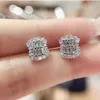 Baguette Lab Diamond Stud Earring Real 925 Sterling Silver Sieraden Betrokkenheid Bruiloftoorringen voor vrouwen Bridal Party Gift 197n