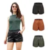 Dames shorts 2022 dames eenvoudige pu lederen shorts casual losse dames shorts bodems y240504