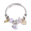 DIYSTAIlless Steel Titanium Steel Bracelet Gold Octet Star Pink Love Crown Pony Kralen Bracelet Accessory AB260