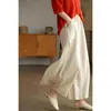 Women's Pants Capris Cotton Linen Pants Women Solid Loose Casual Baggy Pants Oversized Vent Wide Leg Pants Vintage Korean Fashion Trousers Clothes Y240509