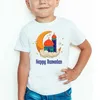 T-shirts Childrens Happy Ramadan Mubarak T-shirt blanc imprimé pour garçons / filles lune / lanterne T-shirt Childrens Shirt islamic Muslim Casual Topl2405