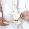 커피 컵 뼈 중국 도자기 커피 세트 북유럽 스타일 컵 접시 세트 나비 장식품 세라믹 음료웨어 240508