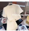 Robes de travail Femmes Vintage Sequin Fragrant White Suit Shirt Top et jupe Ensemble de deux pièces tenue assortie 2024 Été Figue d'occasion formelle