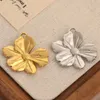 Charms 3Pcs/Lot 18K Plated Flower Stainless Steel Peach Blossom Pendant DIY Necklace Bracelet For Bohemia Earring Jewelry Making