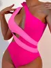 Kolorowy blok strojów kąpielowych dla kobiet czarny biały jednoczęściowy strój kąpielowy dla kobiet seksowne wycięcie monokini 2024 Kobiece kostium kąpielowych Brazylia plażowa