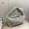ハンドルラインストーンイブニングバッグシルバークリスタルトップバッグ女性用財布とハンドバッグ高級デザイナーバンケット240430