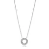 Novo 100% 925 Sterling Silver Loving Hearts Of Colar Clear Clear Small Round Gift Clavicle Chain Jóias 397436CZ 342f