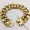 Luxury Miami Curb Chain Cuban Women Bracelets Dragon Casting Clasp Blangle Bangle Hip Hop Trendy 18K Gold Gold Men Gioielli 240507