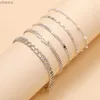 Cadena de 5 piezas Cadena de moda Set adecuada para letras de ángel femenino pulseras de cadena de plata de oro regalos de joyería de moda para mujer XW