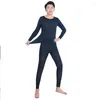 Men's Thermal Underwear Autumn Winter Thin Solid Color Base Primer Shirt Heating Fiber Clothes Long Pants Suit