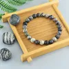 Geniune Natural Stone Beasret Bracelet для мужчин ретро -настоящая черная полоса пикассо в бисера