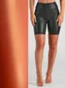 Frauenshorts hohe Taille Matte Leder Biker Frauen lässig Stretch PU Bodycon Ladies Body Shaper Hosen benutzerdefinierte Clubbekleidung