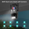 8MP 4K IP -Kamera Dual -Objektiv -Bildschirm 4MP Color Night Vision Auto Tracking PTZ WiFi Camera Waterdes CCTV -Überwachungskamera ICSEE 240506