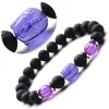 Buddha intagliato Buddha Rose Quartz Tiger Eye Ametista da 8 mm Braccialetti rotondi per perline rotonde Bracciali naturale pietra di lava di perline Bracciale elastico Gioielli