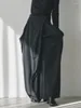 Saias Japão Moda Casual Big Bockets Design Irregular feminino vintage High Wasit Solid Slim Jupe Femme Streetwear Black Falda