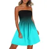 Vestidos casuais básicos vestido de duas peças feminino gradiente fumando fumando mini vestido casual praia tubo top swims bandess 2023l2405