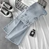 Jeans de mujeres Light Blue Flare Women High cintura Sweet Casual Spring Vintage Fashion Do Old Style Standing Streetwear All-Match Streetwear