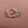 Cluster anneaux Jade HEtian Girl Ring S925 Sterling Silver plaqué or Jasper Oeil Ovale Fashion Ovale Simple Bijoux glissante Cadeau