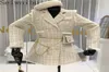 2020 AUTUMNE Spring Femmes rétro Tweed Tweed Spliced Coats Suit Plaid Mabel Femme Slim DoubleBreasted Veste avec sac de taille T2008285981536