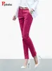 Damesbroeken capris lente en zomer dames kantoorpotloodbroek hoge taille enkel lengte pantalones elegante ultra dunne ol spodnie elastisch katoen extra groot formaat 4x