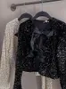 Giacche da donna delle giacche da donna Fashion Giacca con paillettes per le donne Y2K Shiny Chic Cropped Coat femmina Elegante festa a maniche lunghe
