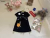 Luxury Baby Jirt Cartoon Bear Match Princess Robe Taille 90-160 cm Kids Designer Vêtements Summer Summer Girls Girls Partydress 24may