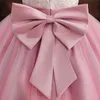 Mädchenkleider 12m Baby formelles Taufkleid Süßes Mädchen Stickerei Blume Geburtstagskleid Kleid Kinder Bogen Hochzeit Kleidung Kind Vestido