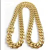 2023 Jóias de aço inoxidável 18K Gold Gold Alto polido Miami Colar Link Men Punk 15mm Chain Chain Double Segurança Clasp 18Inc 182s