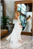 2022 Off épaule Boho Lace Beach Robes de mariée Bohemian Bridal Robe plus taille Photographie Femme Vestidos de Noiva Mariage 3092