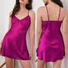 Kadınlar Robe Seksi Sling Nightdress Kadın Mini Nightgown Seksi Yay Spagetti Kayışı Saten Plagwear Plagowwear Lingerie V-Neck Robe Ev Elbisesi