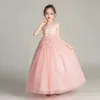 Girl's jurken BX683 Kinderkinderen Lange trouwjurk Fluffy Mesh Princess 3-15 jaar oude kledingmeisjes Performance Dance Ball T240509